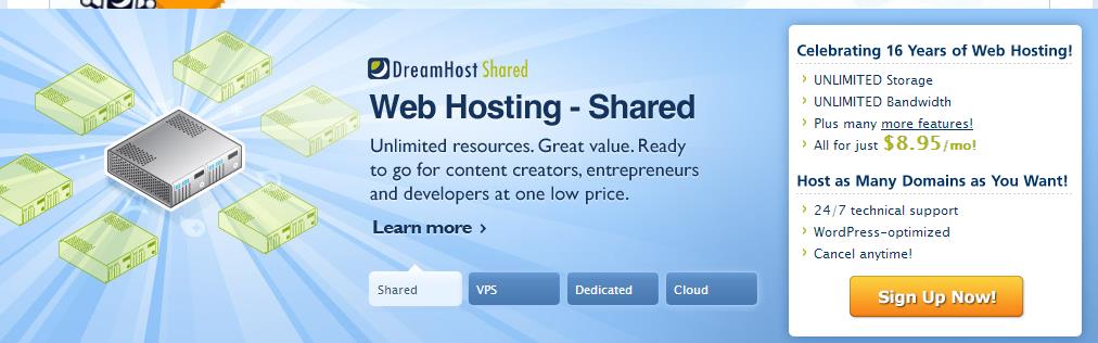 DreamHost 97 USD discount Banner