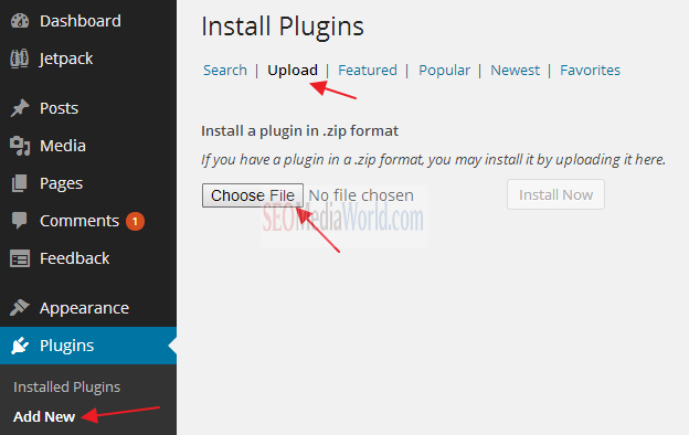 Install a Plugin using Upload Method in WordPress Admin Panel