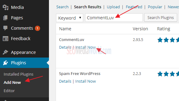 Install a Plugin using WordPress Admin Panel Search Option