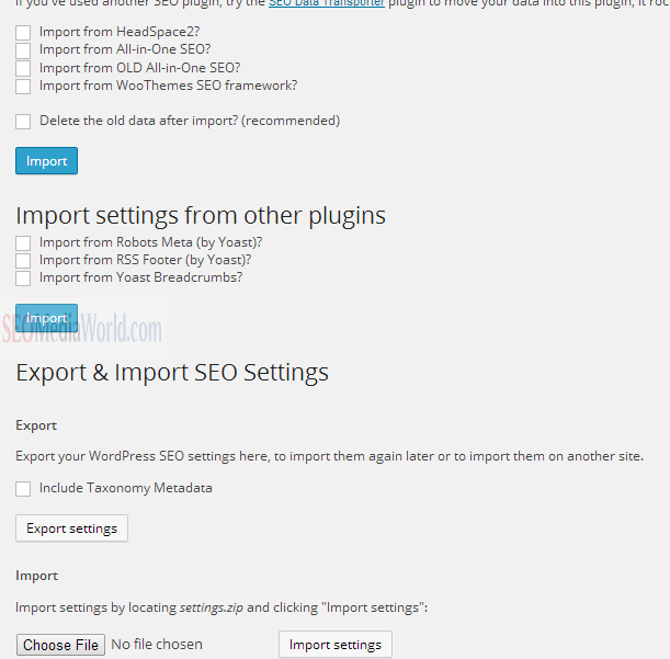 Yoast WordPress SEO - Import & Export SEO Settings