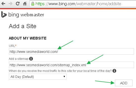Adding Site to Bing Webmaster Tools
