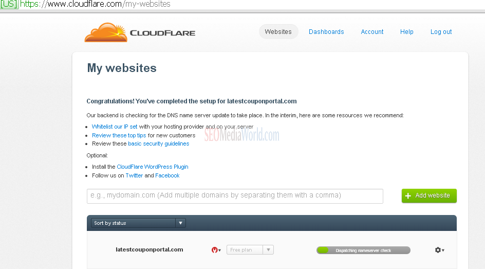 Setup Cloudflare Sucessfully