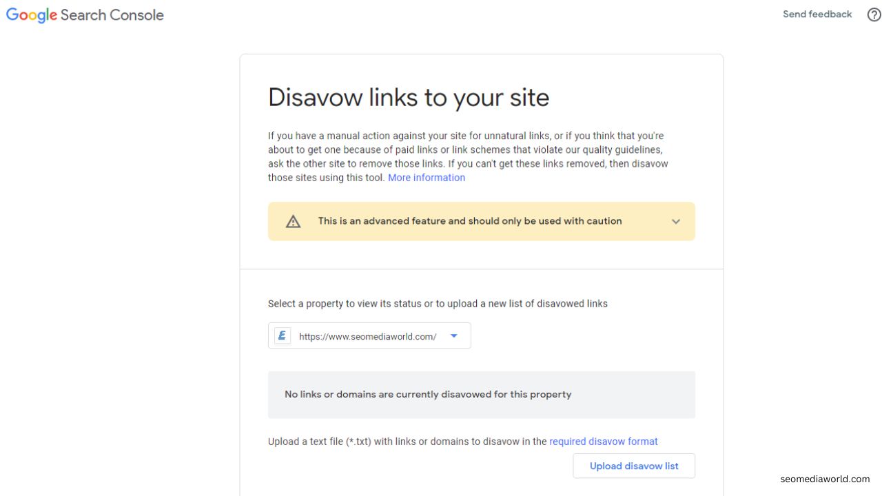 Using Google Disavow link tool